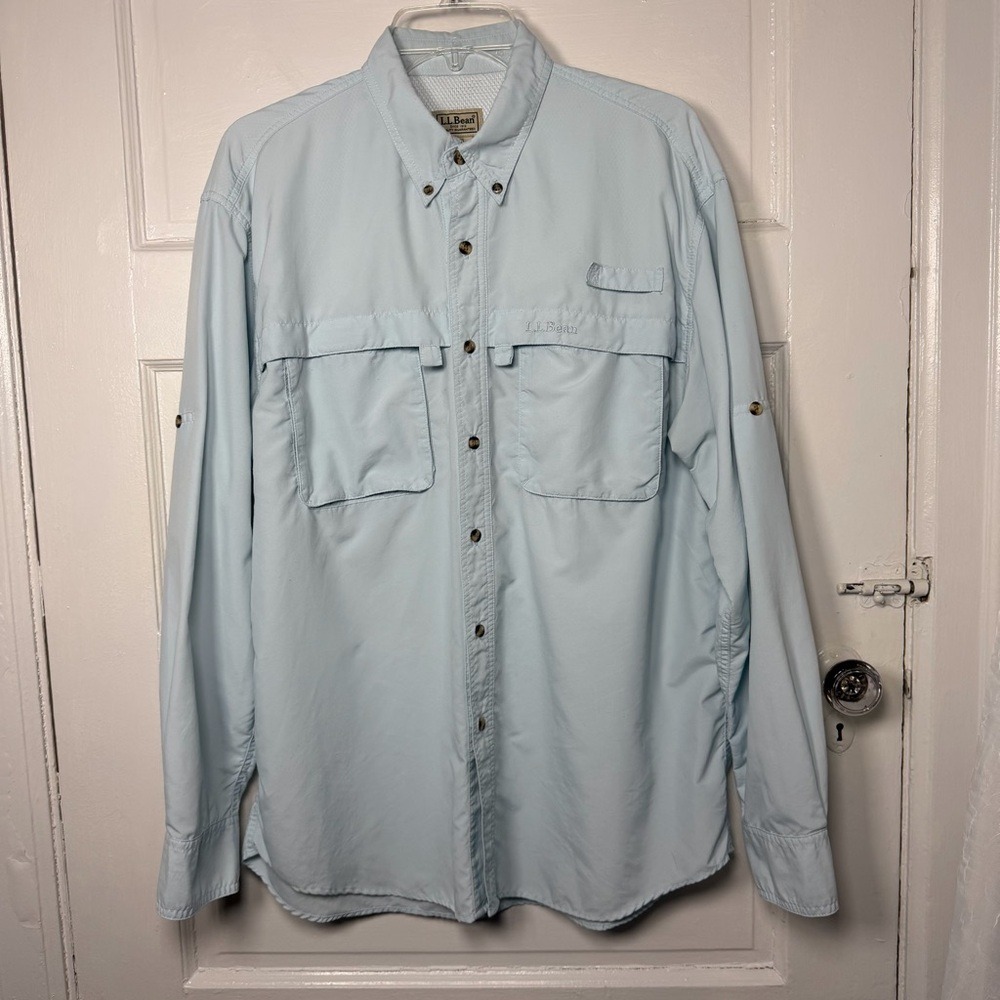 L.L. Bean Mens‎ Fishing Shirt Breathable Vented Long Sleeve Button Front Outdoor - Picture 11 of 17